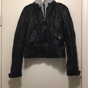 Double zipper faux leather jacket